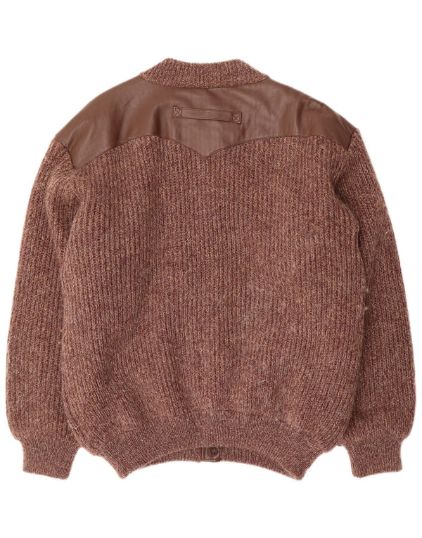 Ted Lapidus Mens Knit Bomber Jacket IT 52 XL Brown Flecked Wool