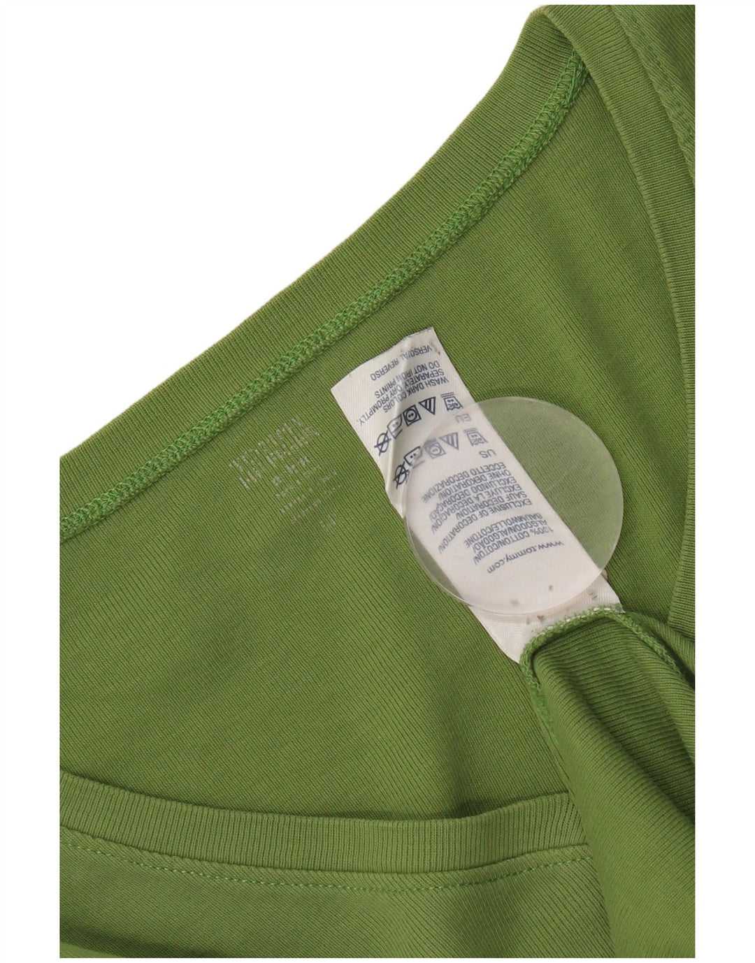 Top feminino Tommy Hilfiger manga comprida UK 12 algodão verde médio