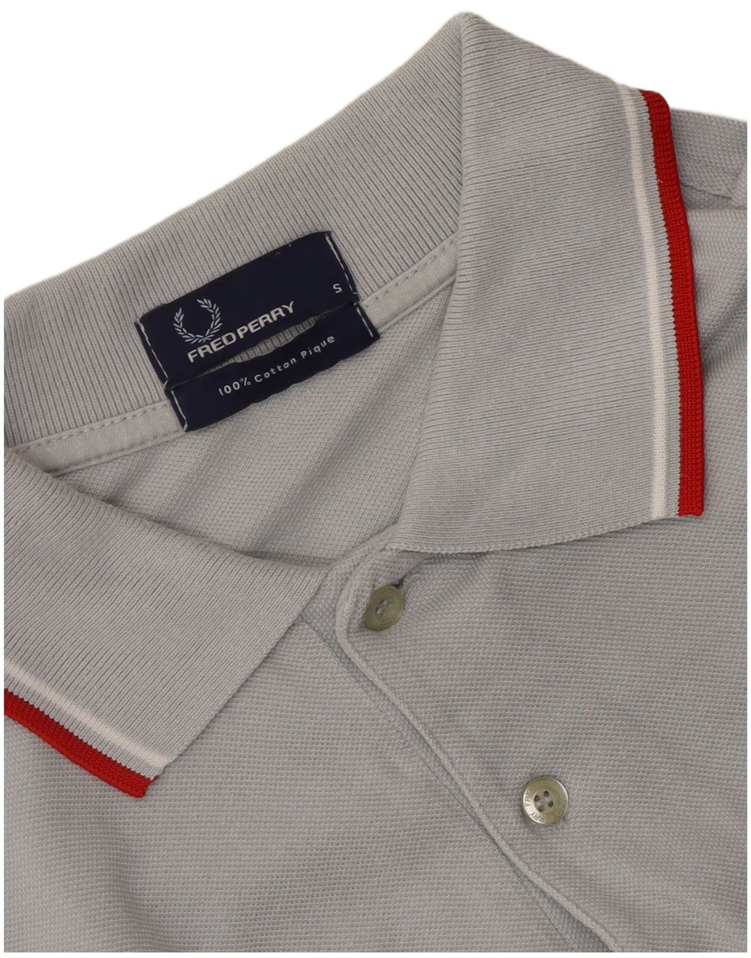 Camisa polo masculina Fred Perry pequena cinza algodão