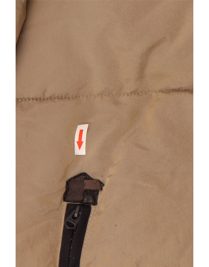 Jaqueta acolchoada com capuz masculina Zara UK 40 grande nylon bege