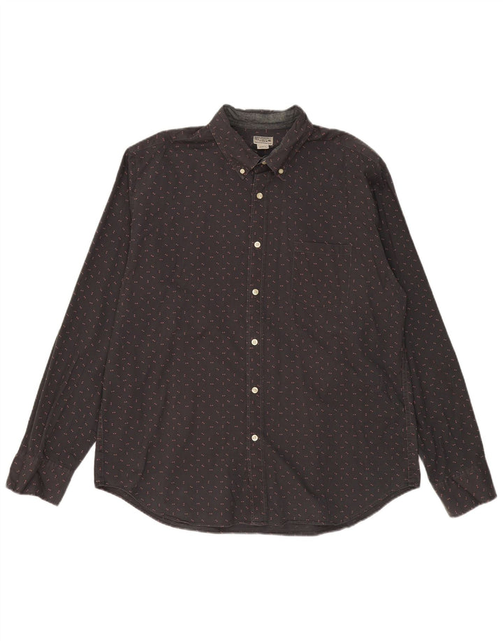 J. CREW Camisa masculina sob medida XL algodão manchado cinza