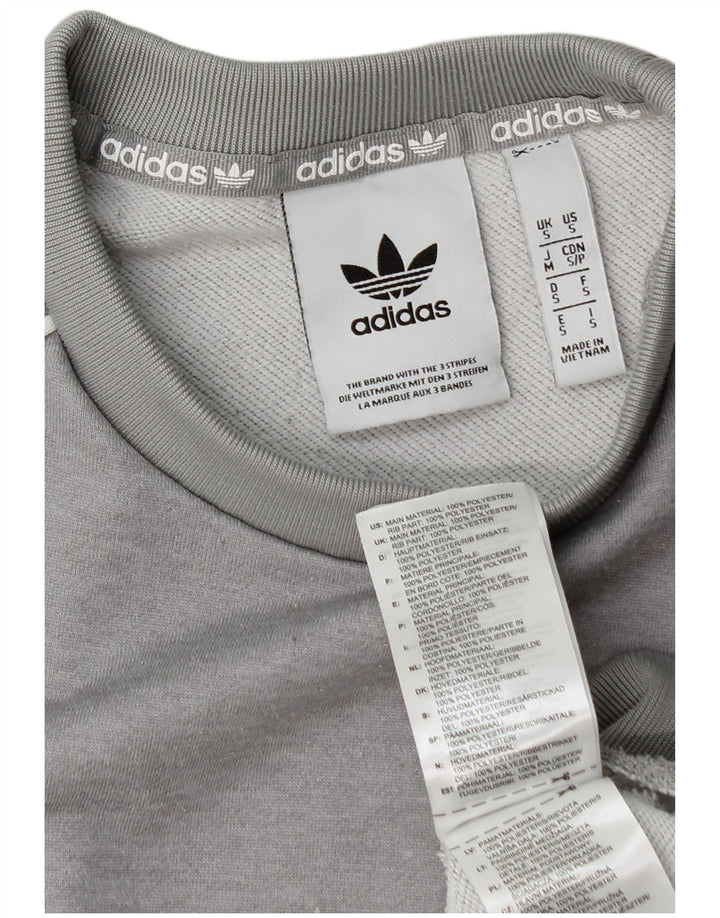 Adidas Mens Moletom Jumper Pequeno Poliéster Cinza