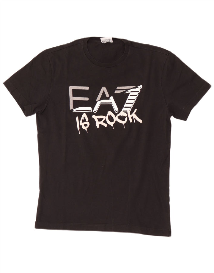 Camiseta gráfica masculina Emporio Armani Top médio preto