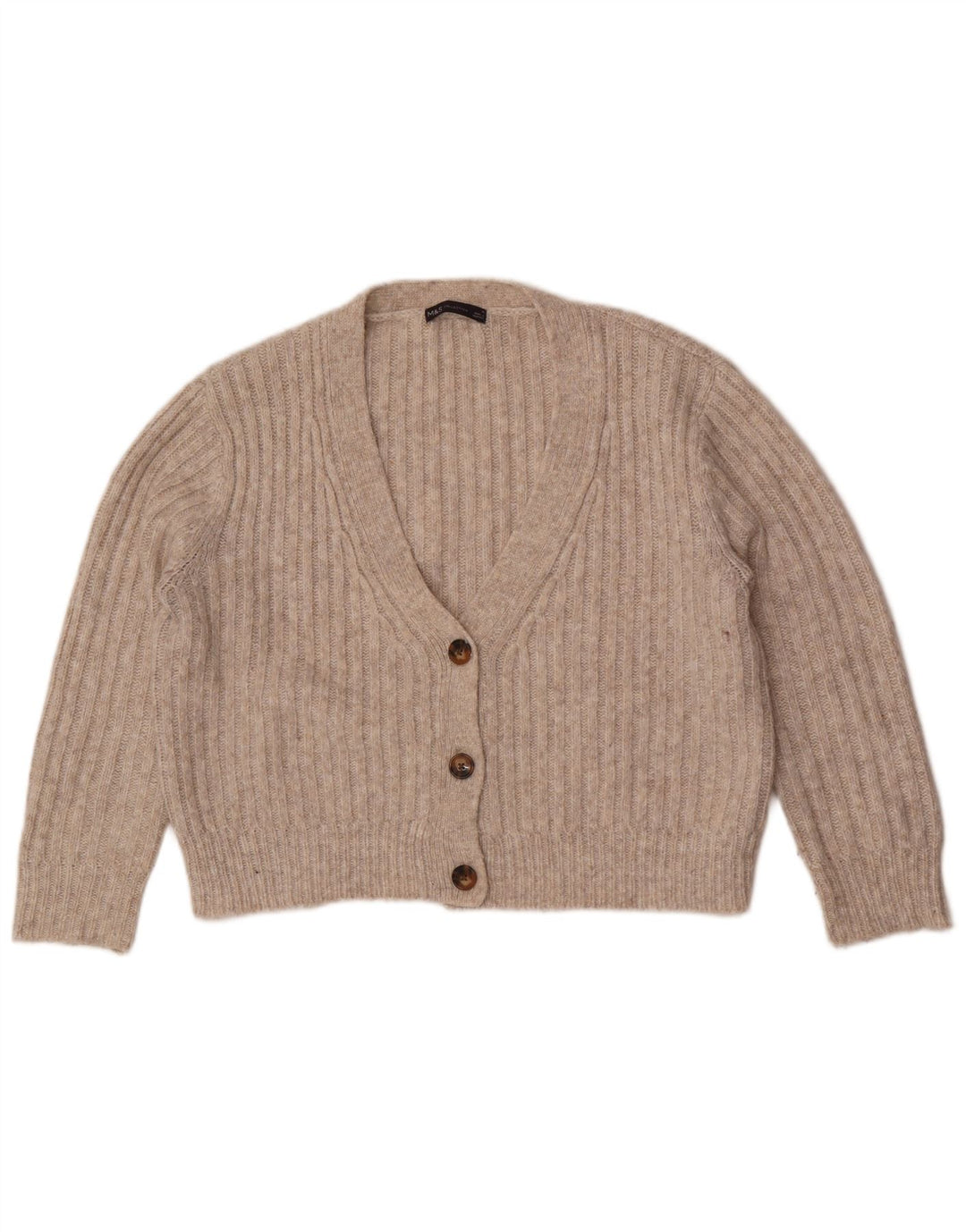 Suéter cardigã feminino Marks & Spencer crop oversized Reino Unido 14 cinza médio