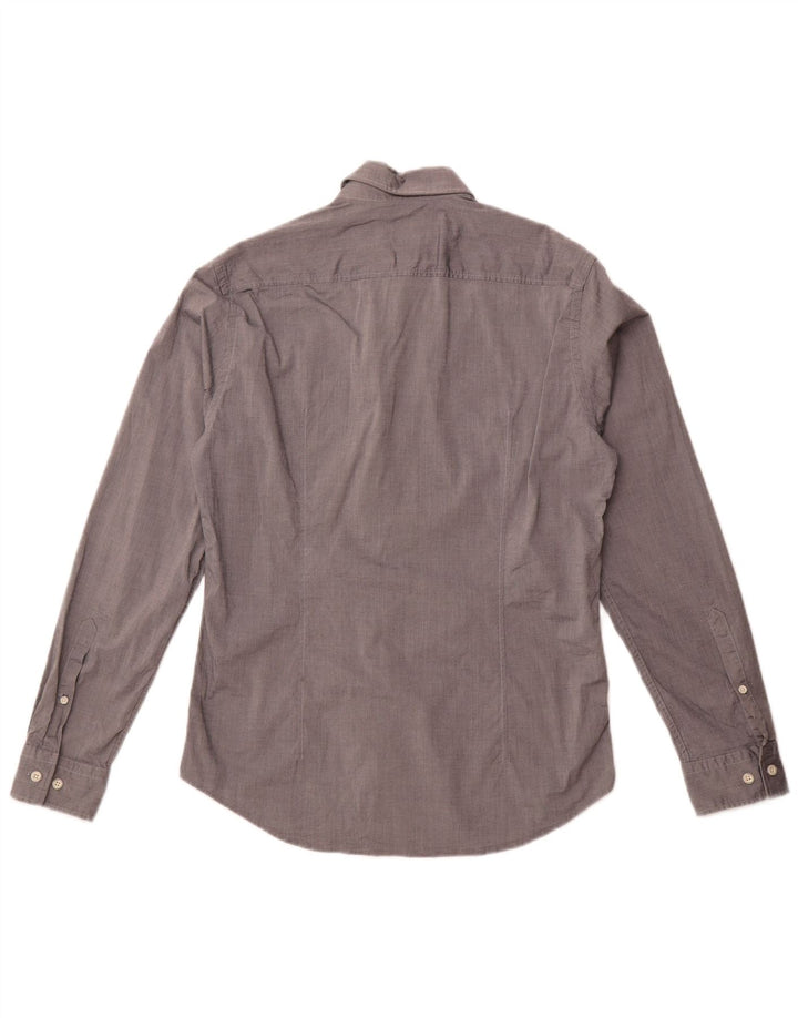 Camisa masculina Hugo Boss Regular Fit pequena algodão cinza