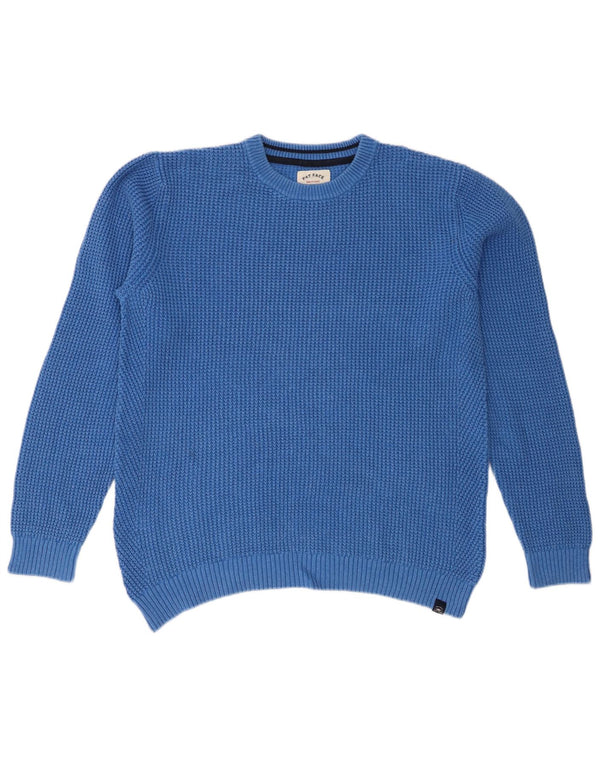 Suéter masculino Fat Face com ajuste regular e gola redonda, algodão azul grande