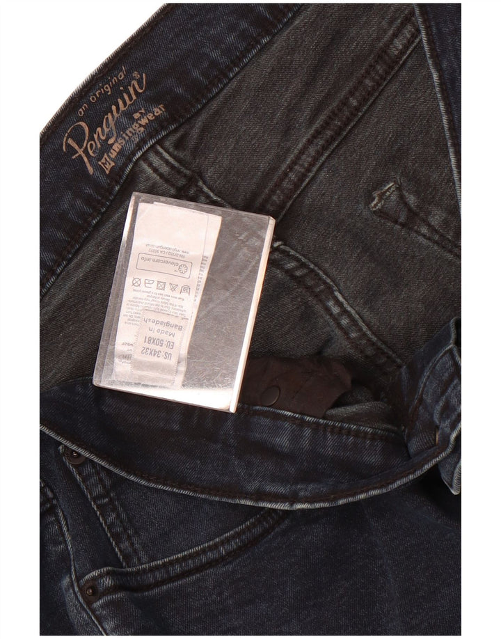 Penguin Mens Jeans Slim W34 L32 Azul Marinho Algodão