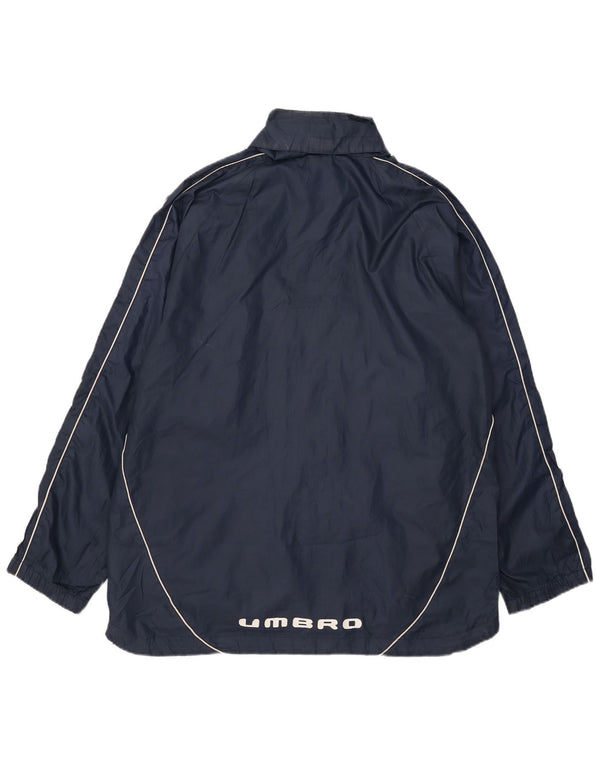 Jaqueta de chuva masculina com capuz gráfico Umbro Reino Unido 40 grande poliéster azul marinho