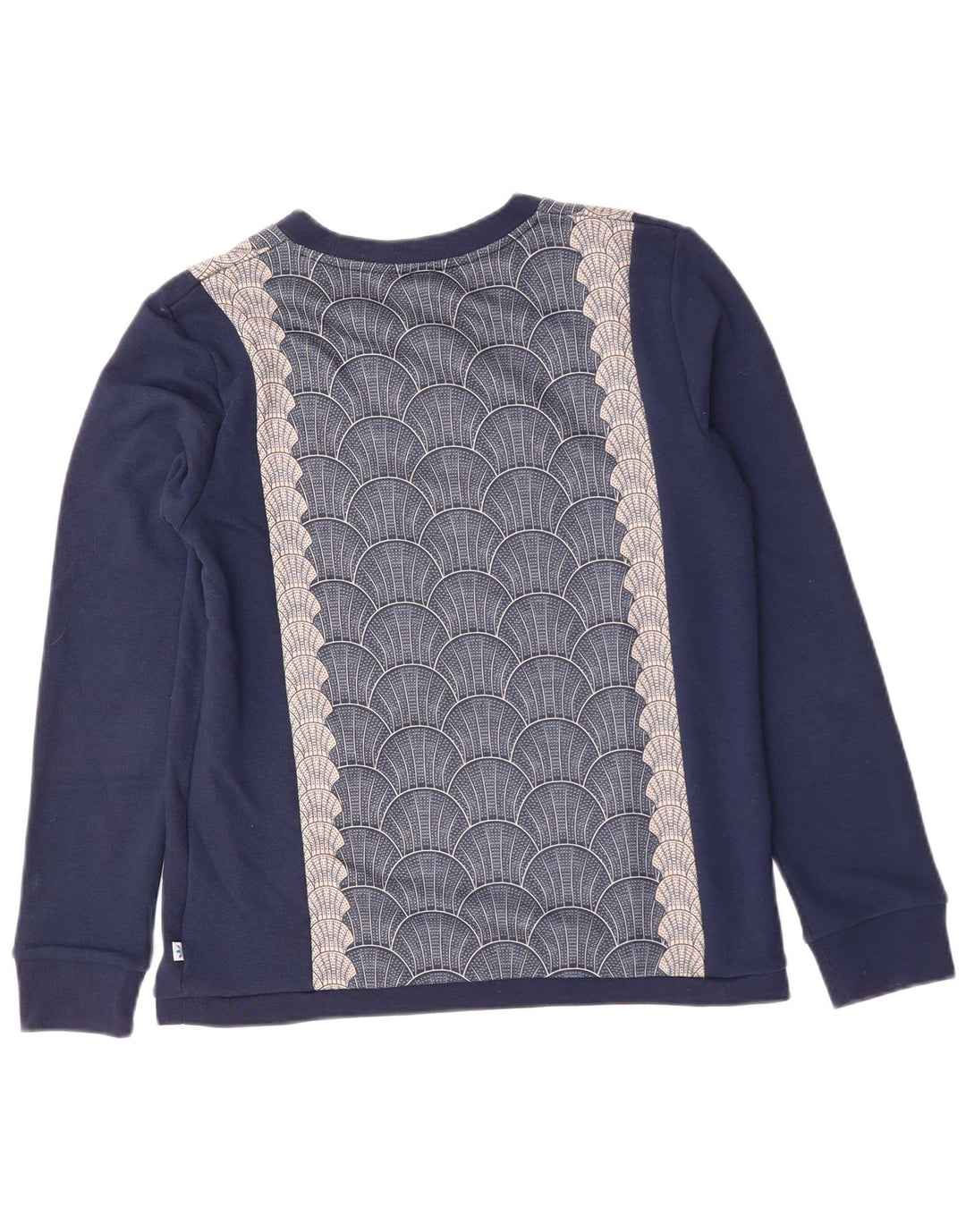 ADIDAS Womens Graphic Sweatshirt Jumper UK 14 Médio Azul Marinho Geométrico