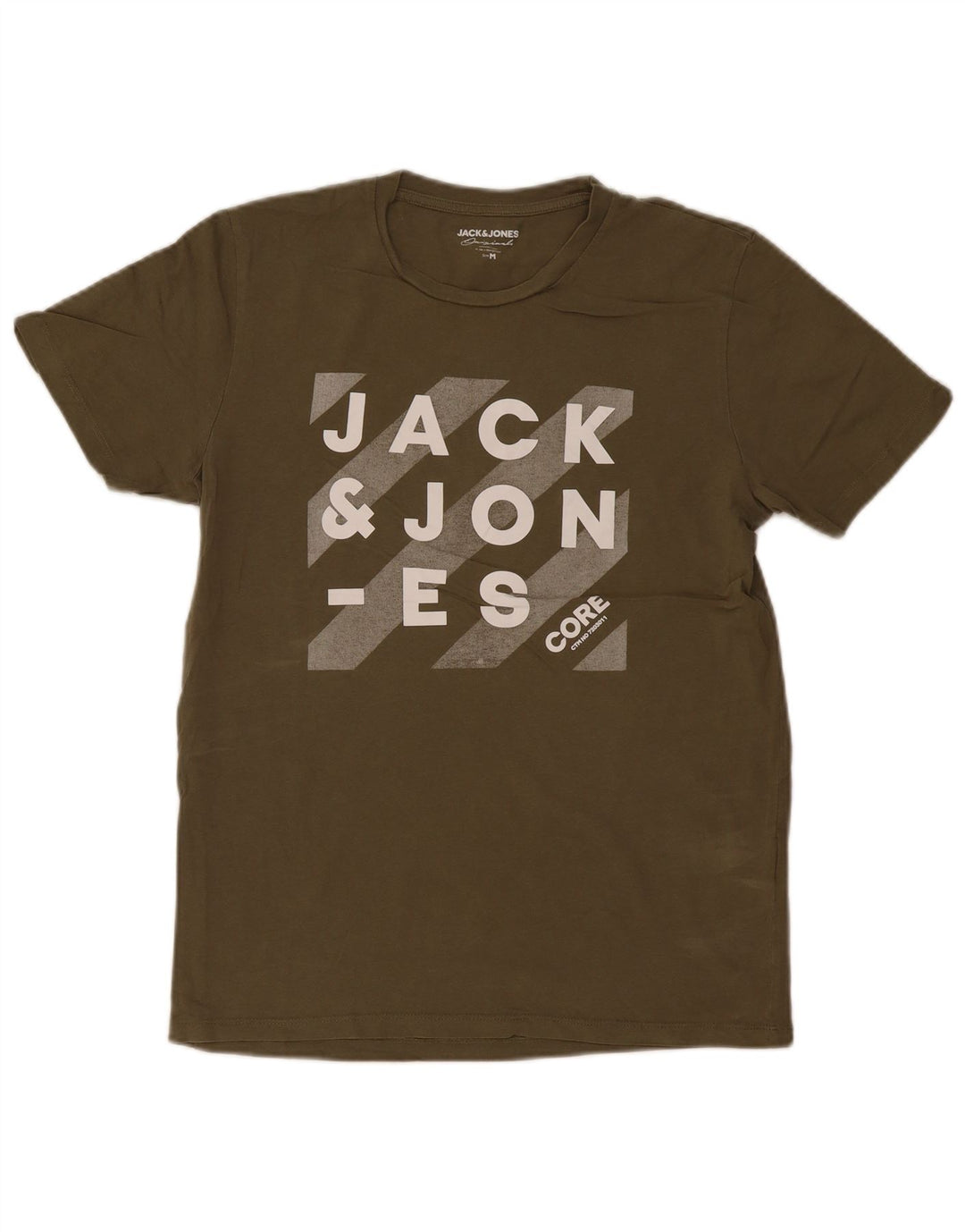 Camiseta gráfica masculina Jack & Jones Top médio de algodão cáqui
