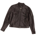 Jaqueta vintage feminina de couro cropped Reino Unido 16 couro preto grande