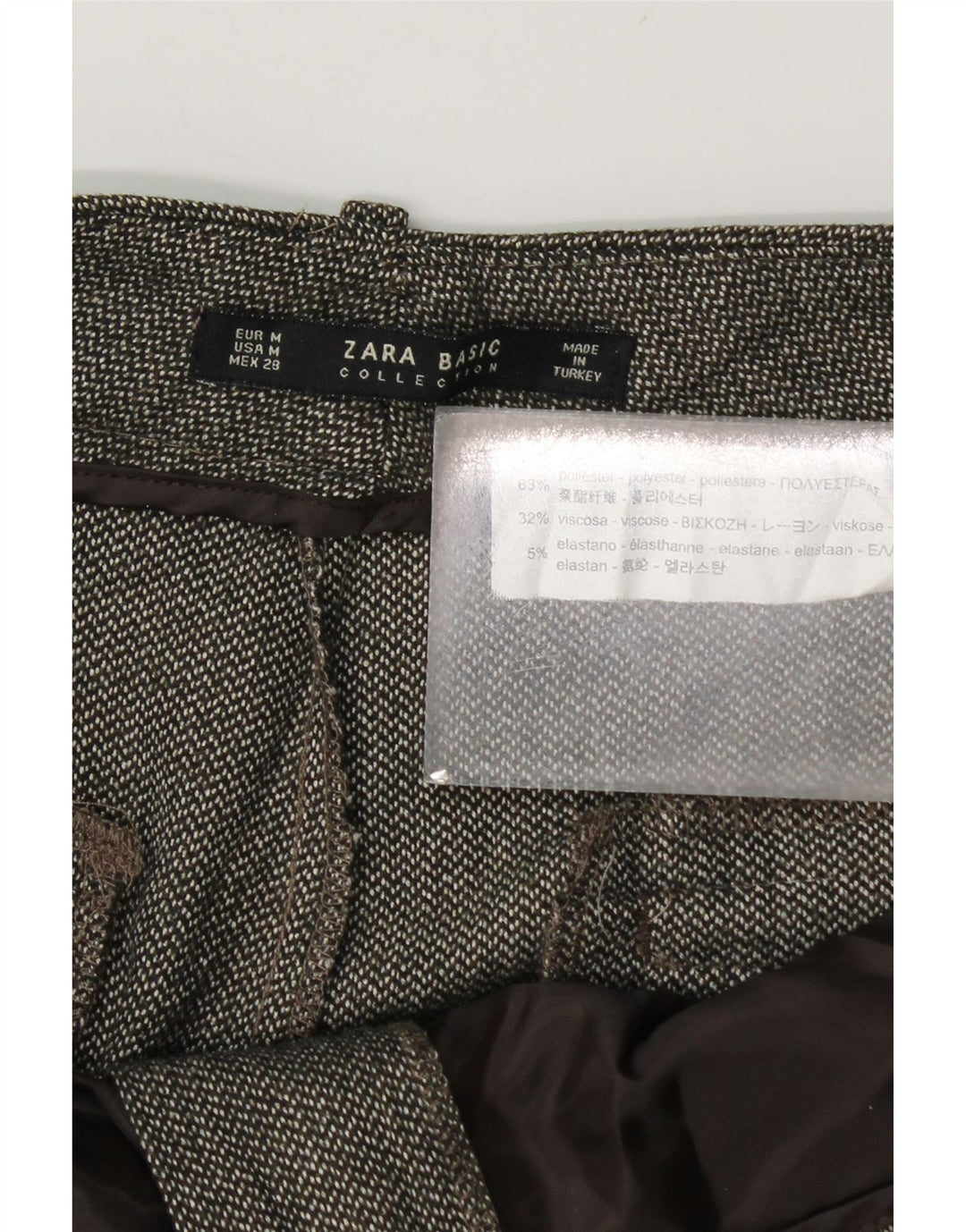 Zara Calça feminina cropped média W28 L24 cáqui poliéster
