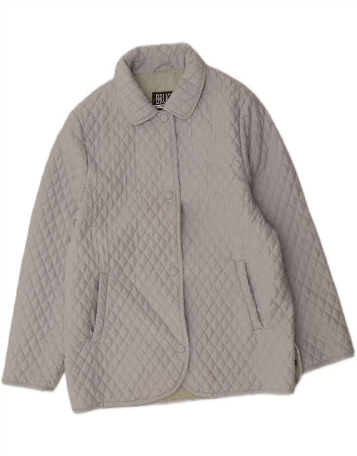 BRUGI Womens Quilted Jacket IT 46 Large Grey Polyester Vintage Brugi and Second-Hand Brugi from Messina Hembry 