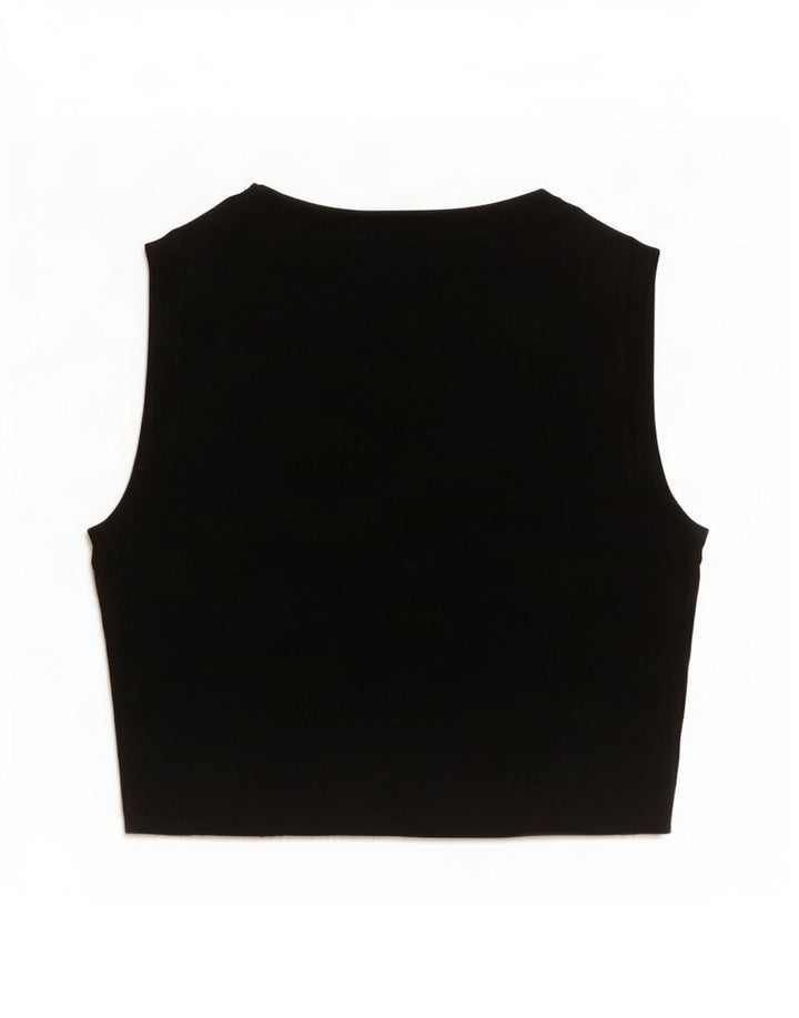 Zara Womens Crop Vest Top UK 8 Pequeno Preto Viscose