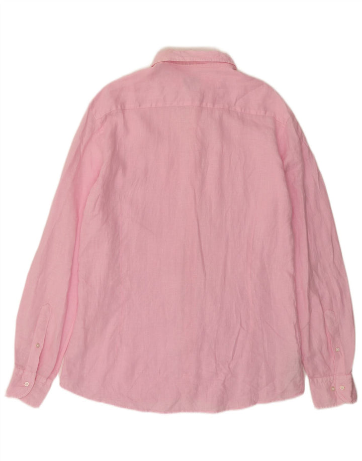 Camisa masculina Massimo Dutti grande linho rosa