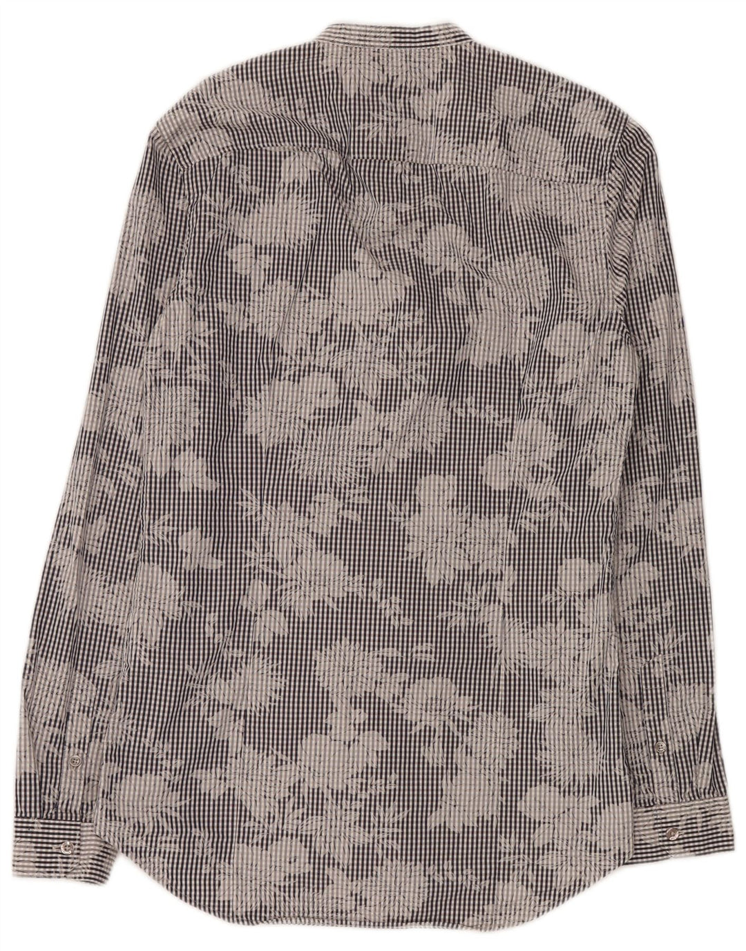 Camisa masculina Guess flor de algodão guingão azul médio