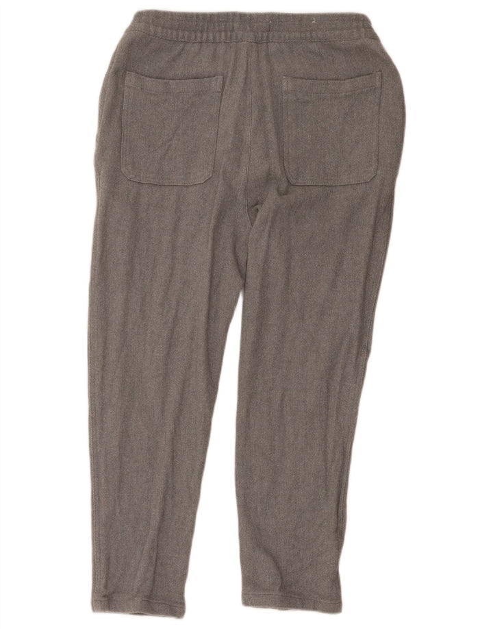 Zara Calça feminina cortada grande W32 L25 cinza espinha de peixe algodão