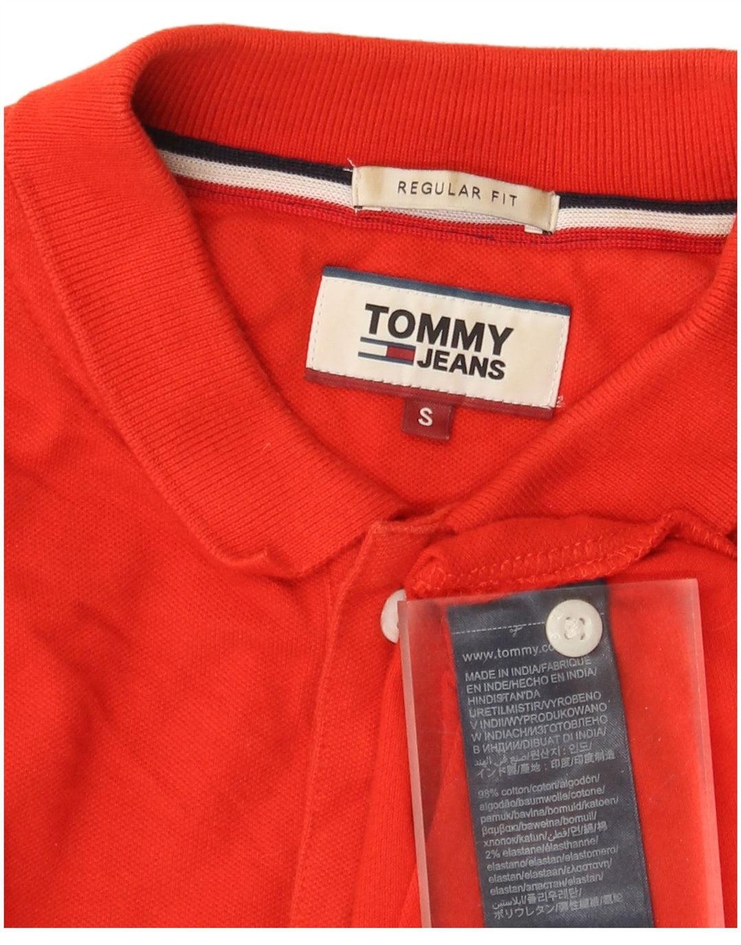 Camisa polo masculina Tommy Hilfiger Regular Fit pequena de algodão vermelho