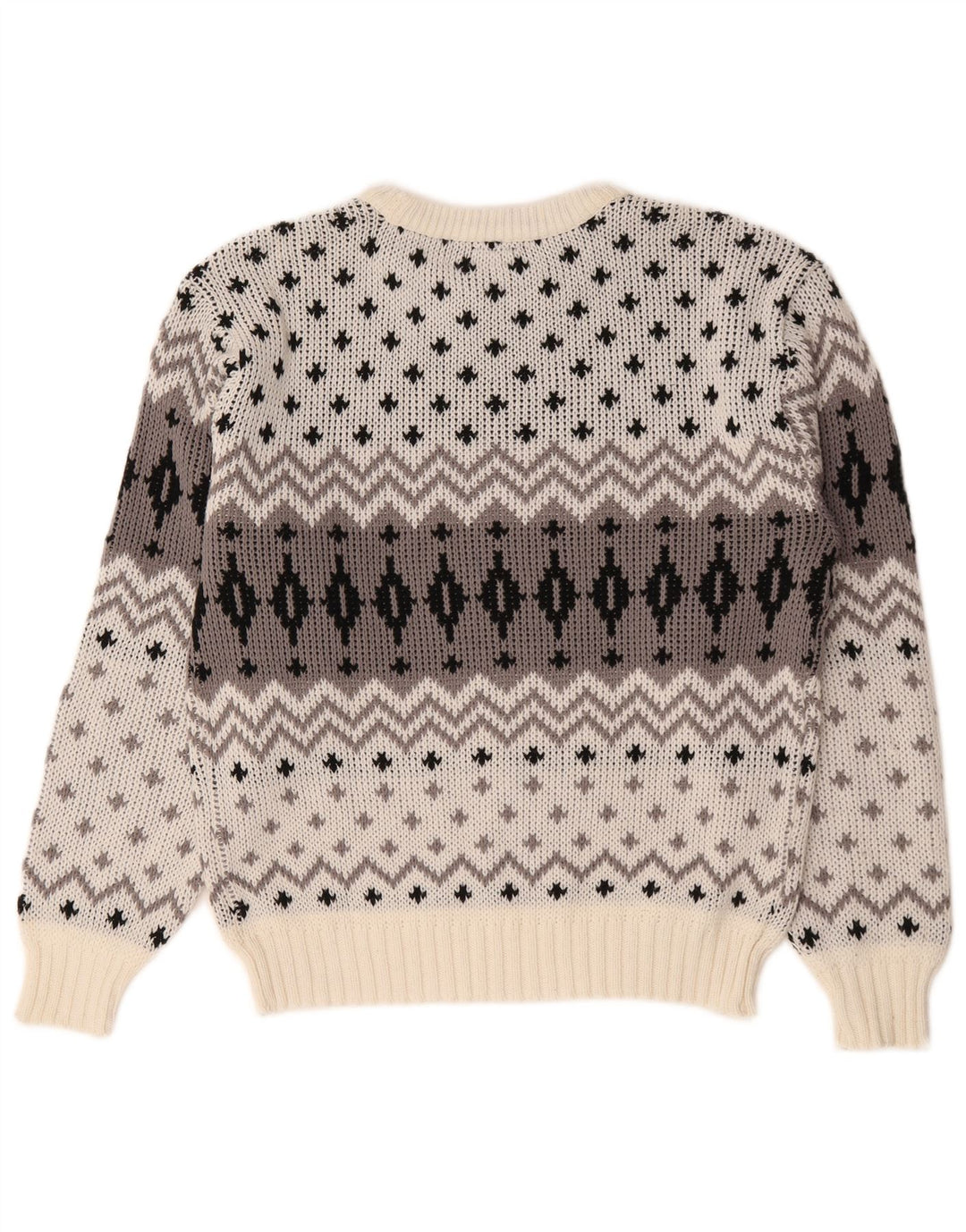 Suéter masculino C&A com gola redonda UE 48/50 médio branco Fair Isle