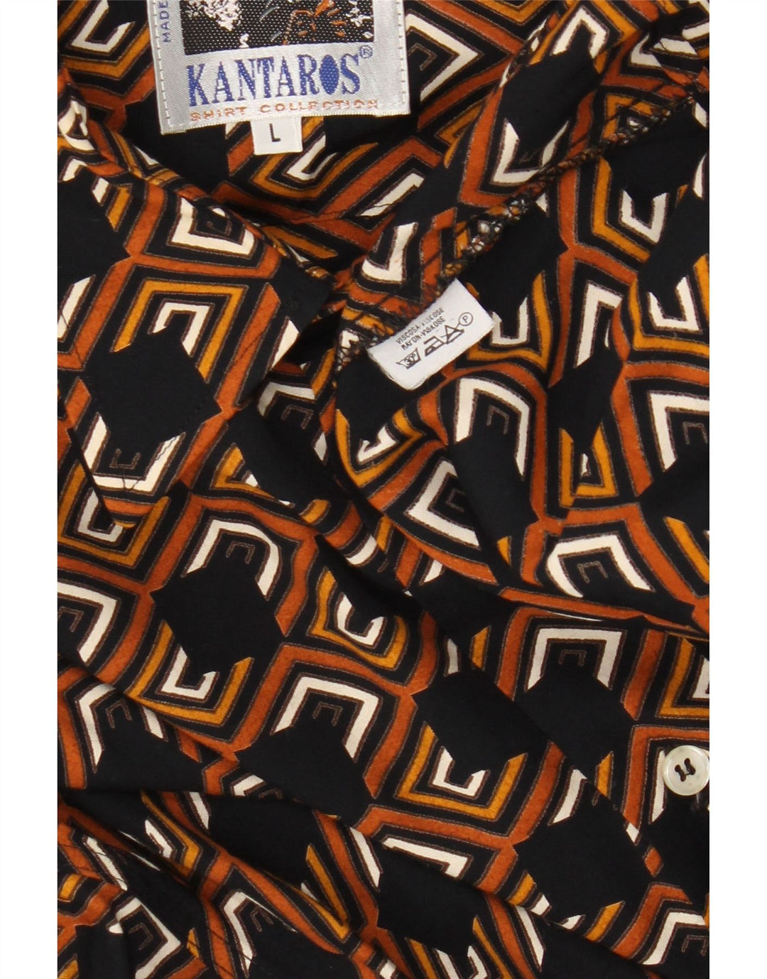 Camisa masculina Kantaros grande viscose geométrica marrom