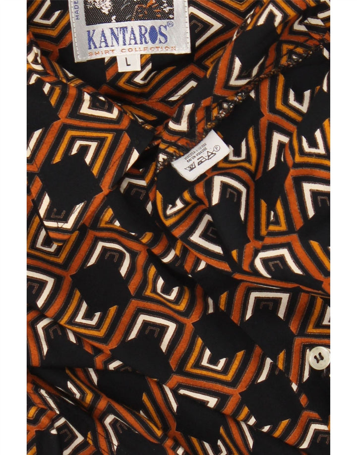 Camisa masculina Kantaros grande viscose geométrica marrom