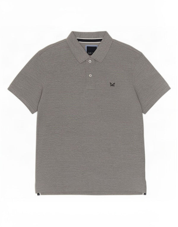 Camisa polo masculina Crew Clothing algodão manchado cinza médio