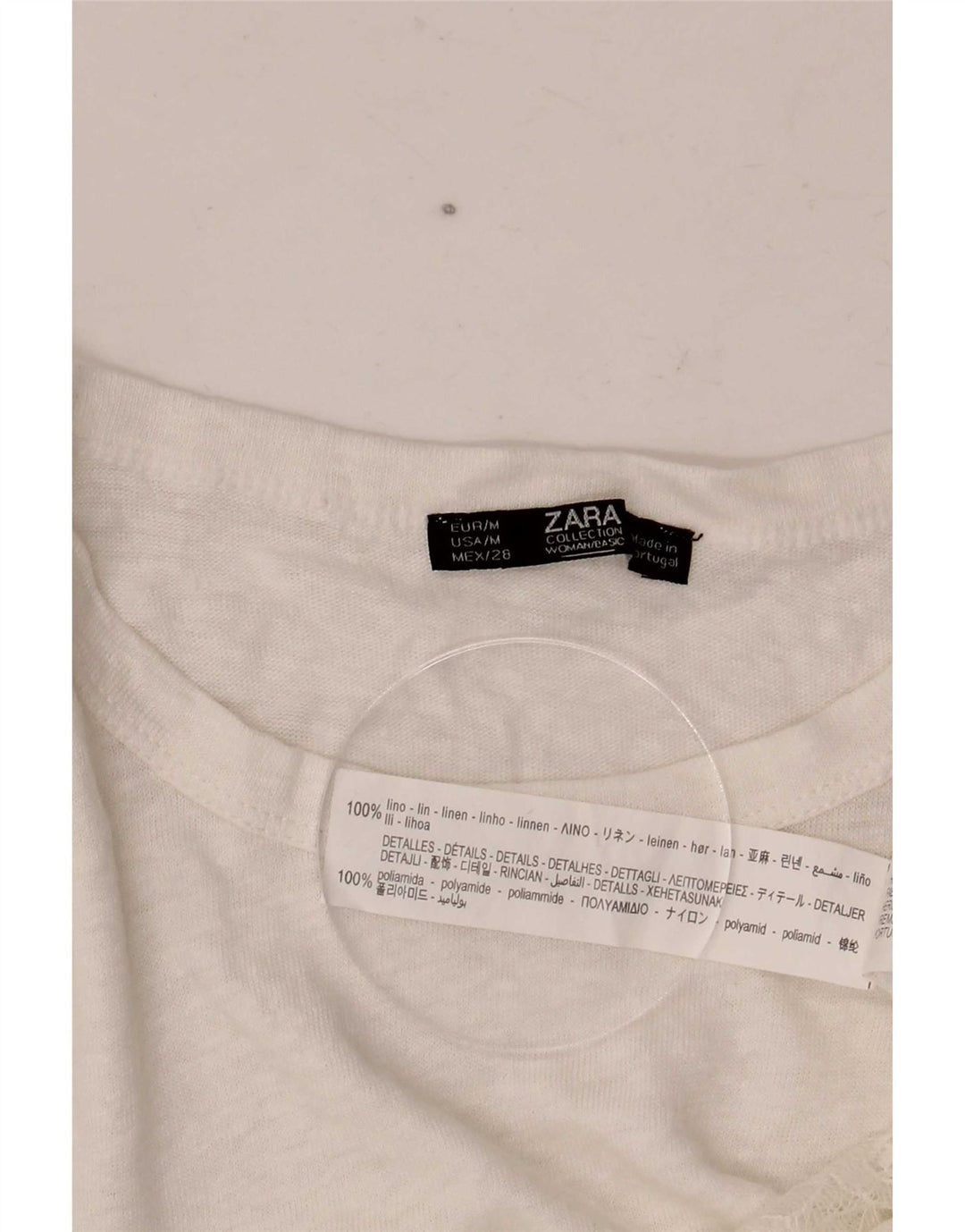 Blusa feminina Zara Top UK 12 linho branco médio