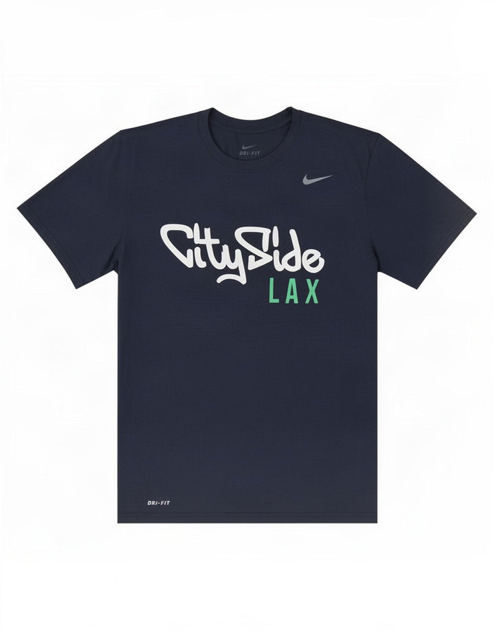 Camiseta Nike Masculina Dri Fit Graphic Top Médio Azul Marinho Poliéster