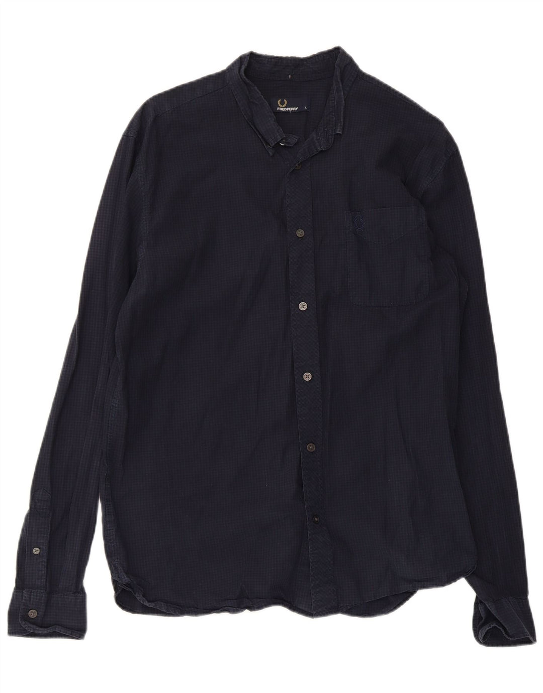 Camisa masculina FRED PERRY grande algodão guingão azul marinho