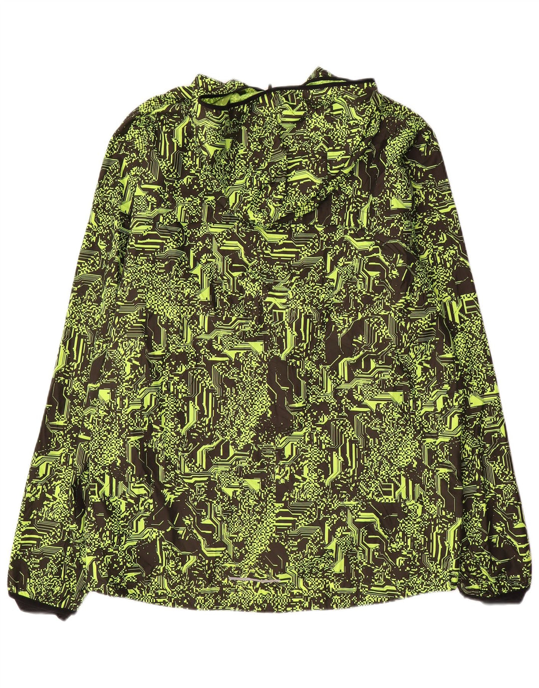 Jaqueta de chuva masculina Nike com capuz para corrida UK 42 XL poliéster geométrico verde