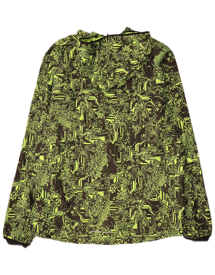 Jaqueta de chuva masculina Nike com capuz para corrida UK 42 XL poliéster geométrico verde
