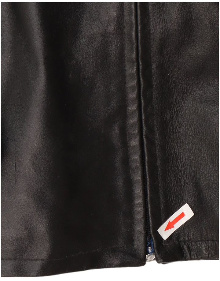 Jaqueta de couro masculina vintage UK 40 grande preta
