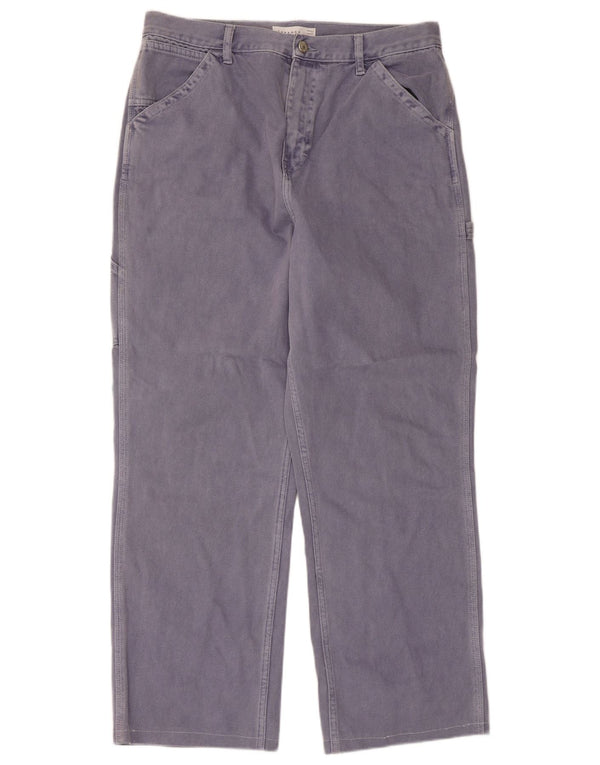 Calça cargo reta feminina Topshop Reino Unido 16 W34 L28 algodão roxo