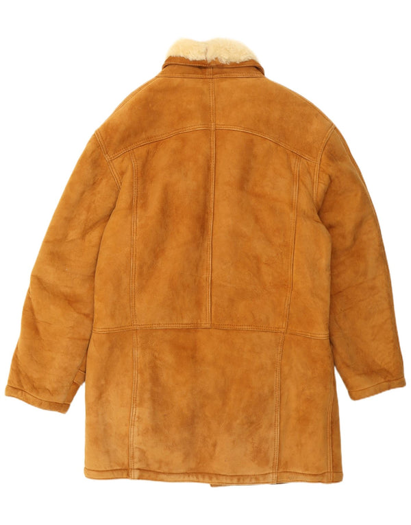 Sobretudo masculino vintage de shearling UK 40 grande shearling bege