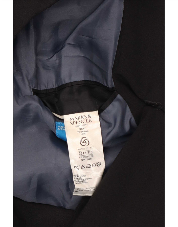 Jaqueta blazer masculina de 3 botões Marks & Spencer Reino Unido 44 XL preto poliéster