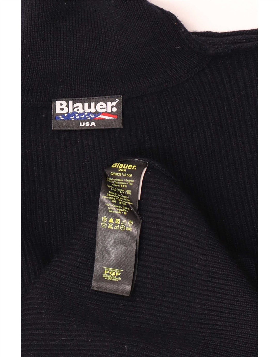 Suéter masculino Blauer com gola tartaruga, lã azul marinho médio