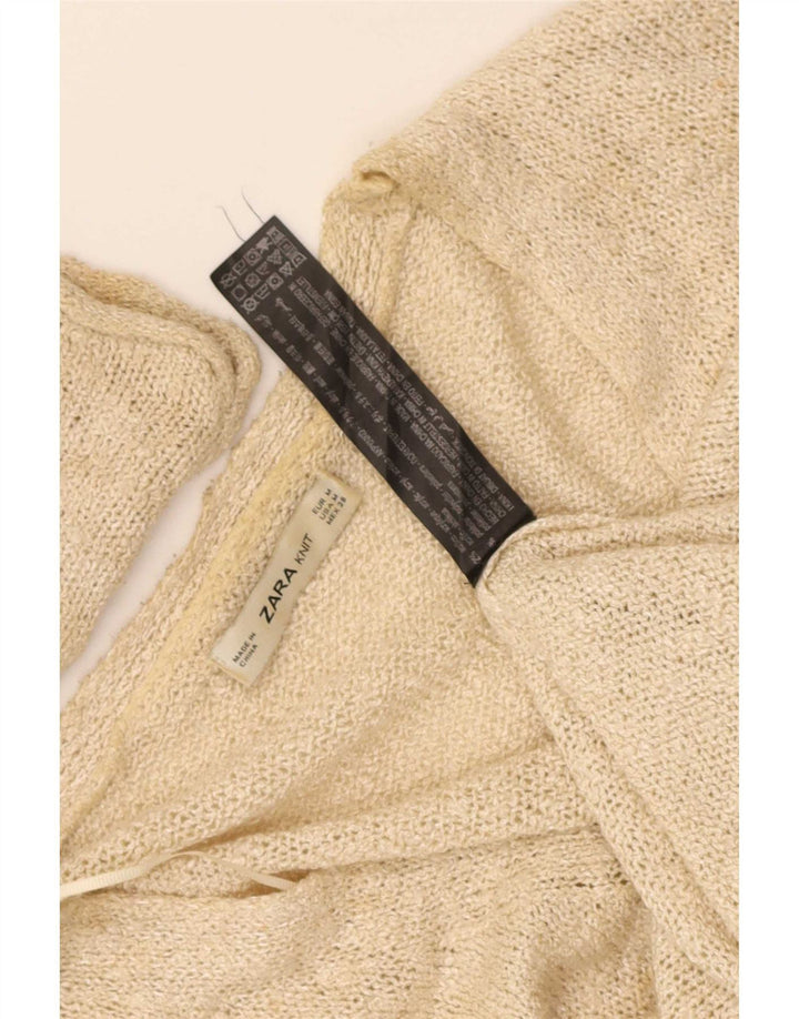 Zara Suéter Cardigan Feminino Oversized Reino Unido 14 Médio Bege Acrílico