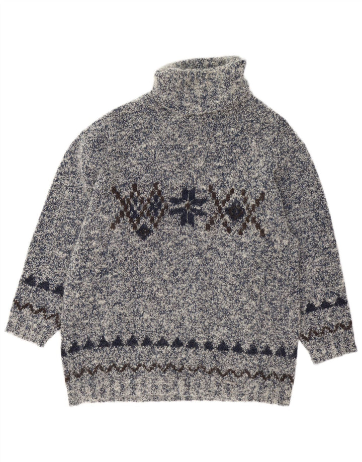 Suéter feminino GIESSWEIN com gola redonda UE 40 cinza médio Fair Isle