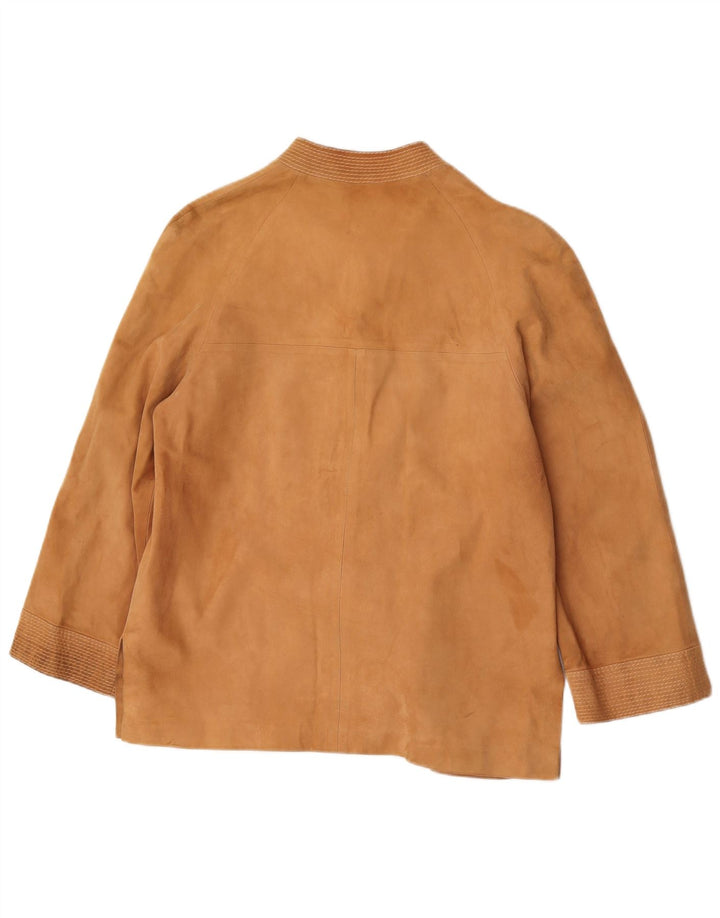 Jaqueta blazer feminina vintage de camurça com 3 botões Reino Unido 14 bege médio