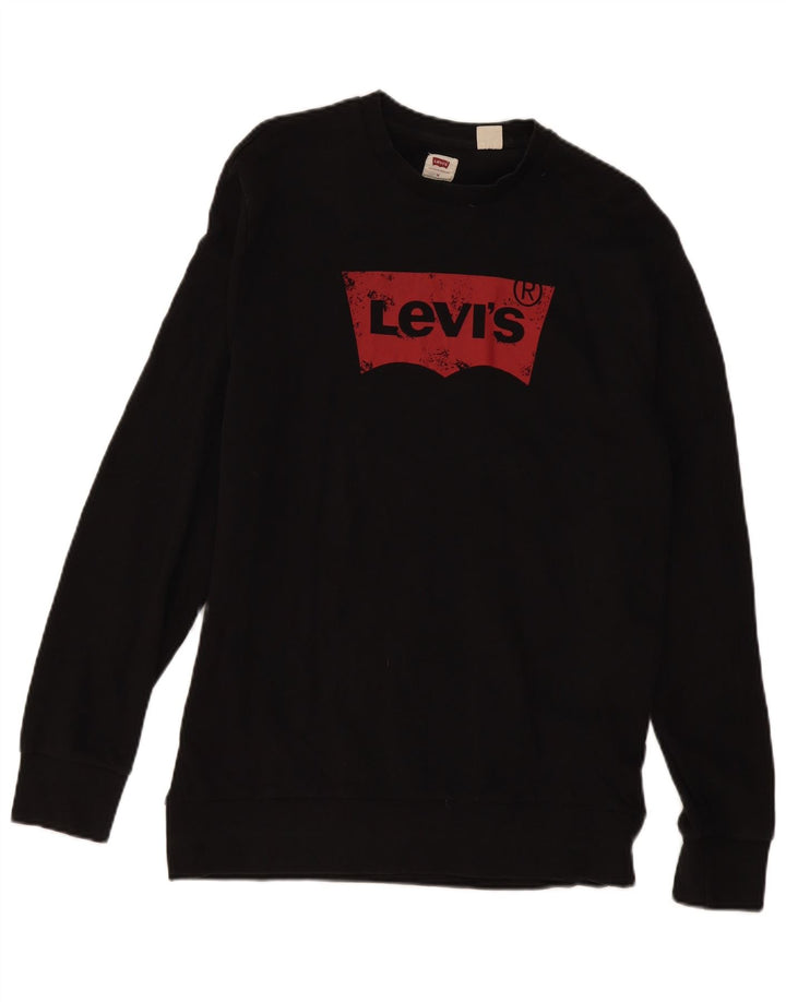 Levi's moletom gráfico masculino jumper médio preto algodão