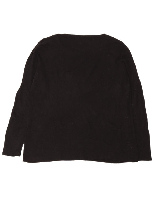 Suéter feminino Marks & Spencer com gola canoa Reino Unido 16 grande algodão preto