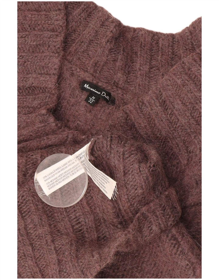 Suéter feminino MASSIMO DUTTI com decote em V Reino Unido 12 Médio Borgonha