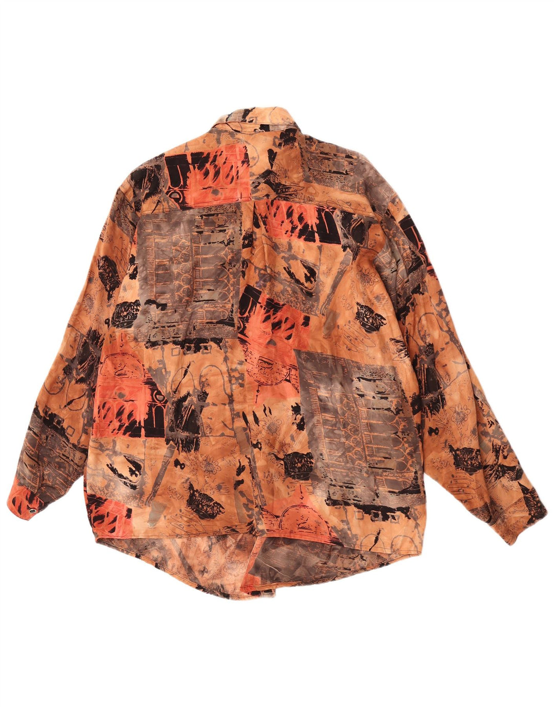 Camisa feminina vintage com padrão abstrato EU 44 XL marrom rayon