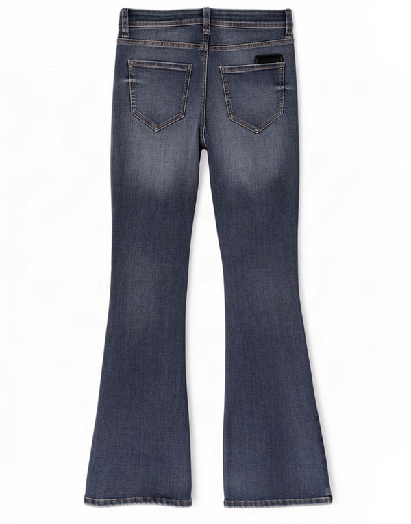 Calça jeans feminina Marks & Spencer Slim Flared UK 12 Médio W30 L31 Azul Algodão