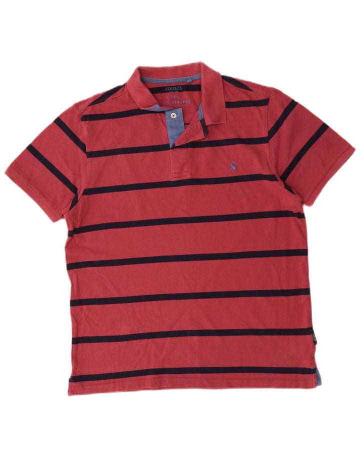 Camisa polo masculina Joules médio algodão listrado rosa