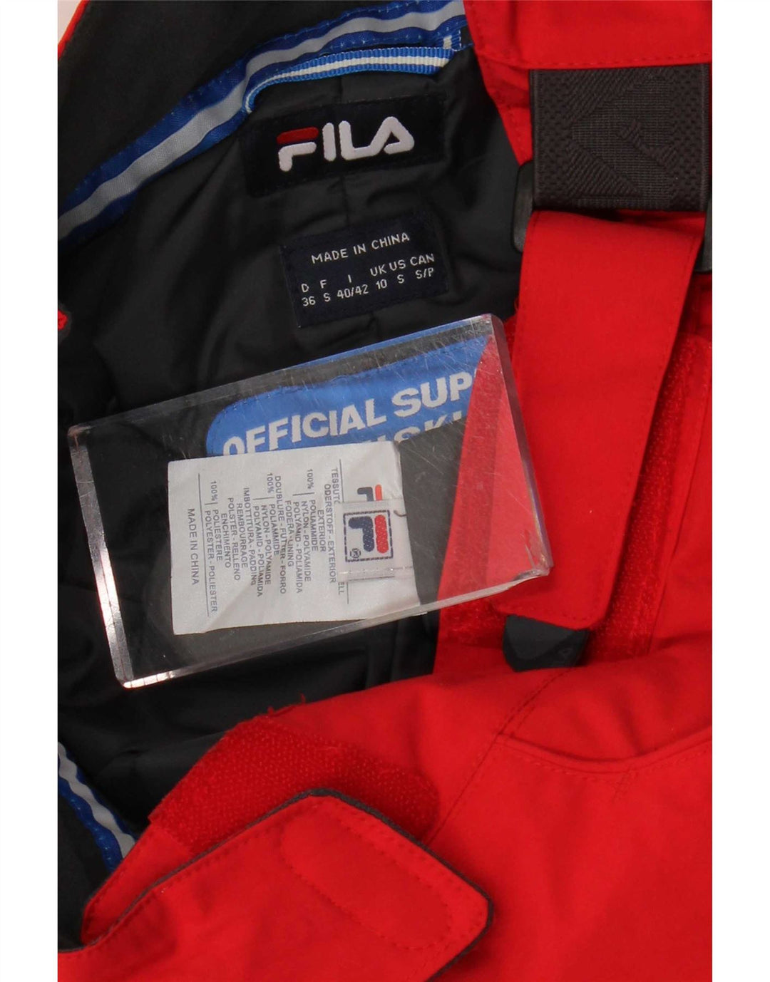 Calças de esqui femininas Fila UK 10 pequenas poliamida vermelha