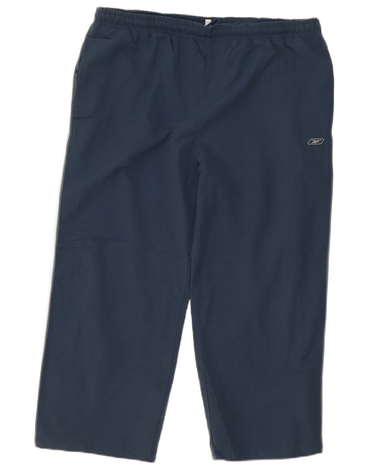 Calça de treino masculina Reebok grande azul marinho colorblock poliéster