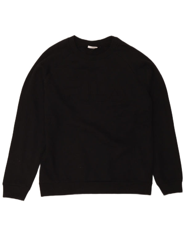 Fila Mens Regular Fit Moletom Jumper Médio Algodão Preto