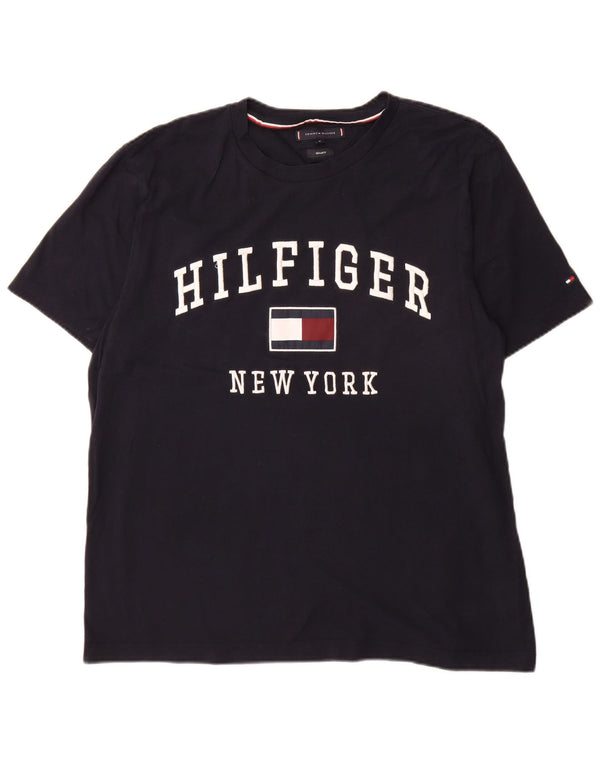 Tommy Hilfiger Camiseta masculina regular fit gráfica Top XL Azul marinho