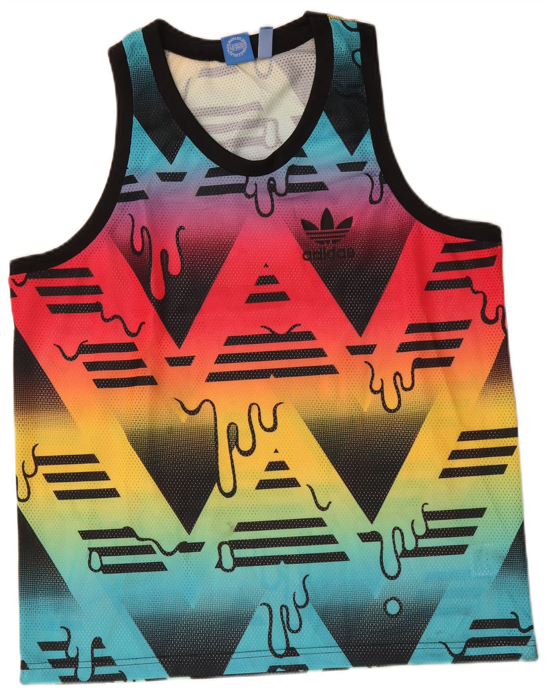 Adidas masculino abstrato padrão colete top grande poliéster multicolorido